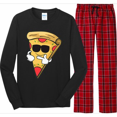 Cool Sunglasses Pizza Long Sleeve Pajama Set