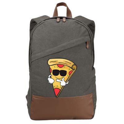 Cool Sunglasses Pizza Cotton Canvas Backpack