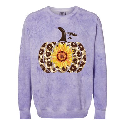 Cheetah Sunflower Pumpkin Colorblast Crewneck Sweatshirt