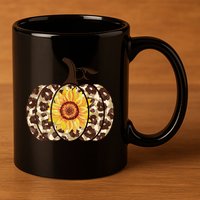 Cheetah Sunflower Pumpkin 11oz C Handle Ceramic Mug