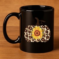 Cheetah Sunflower Pumpkin 11oz C Handle Ceramic Mug