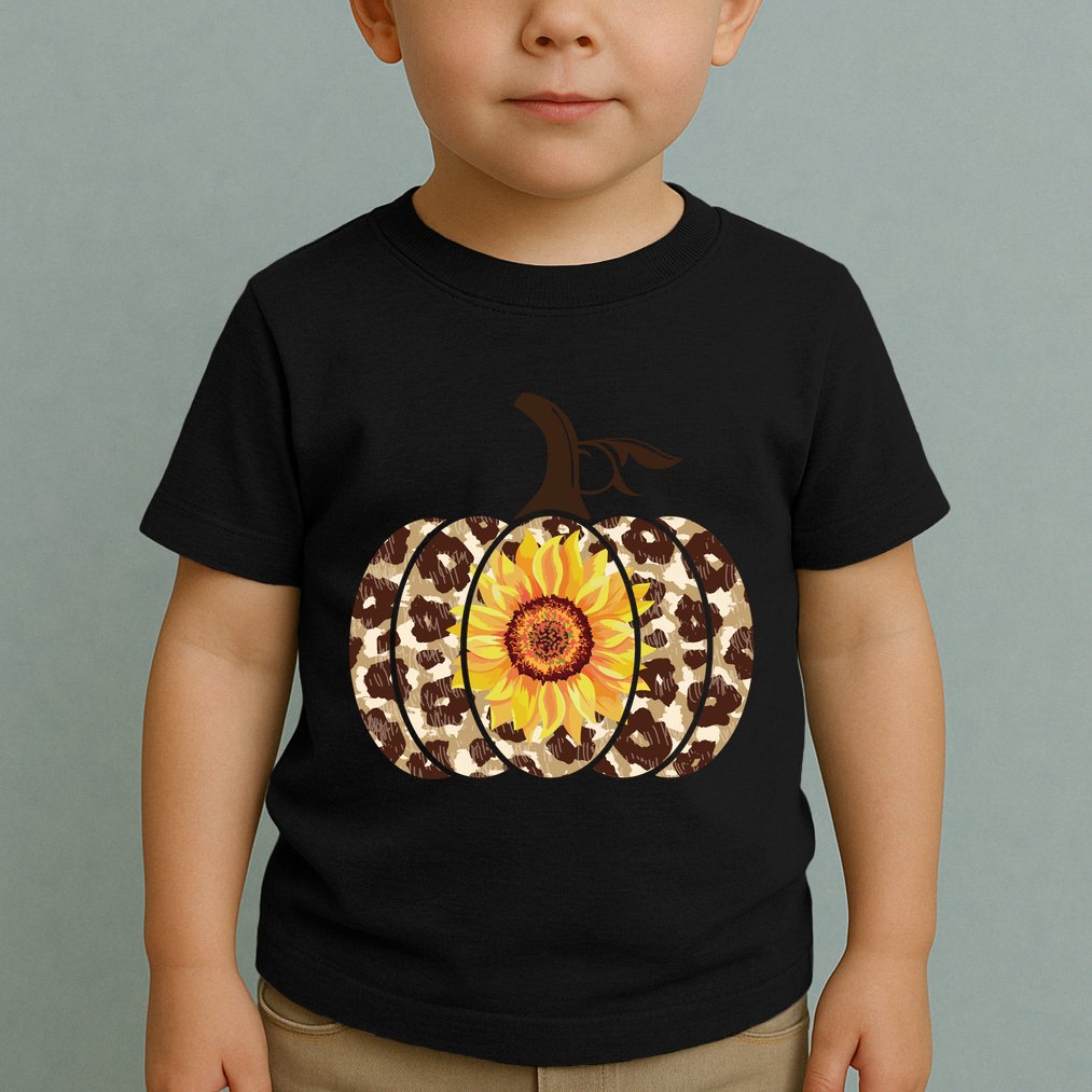Cheetah Sunflower Pumpkin Toddler T-Shirt