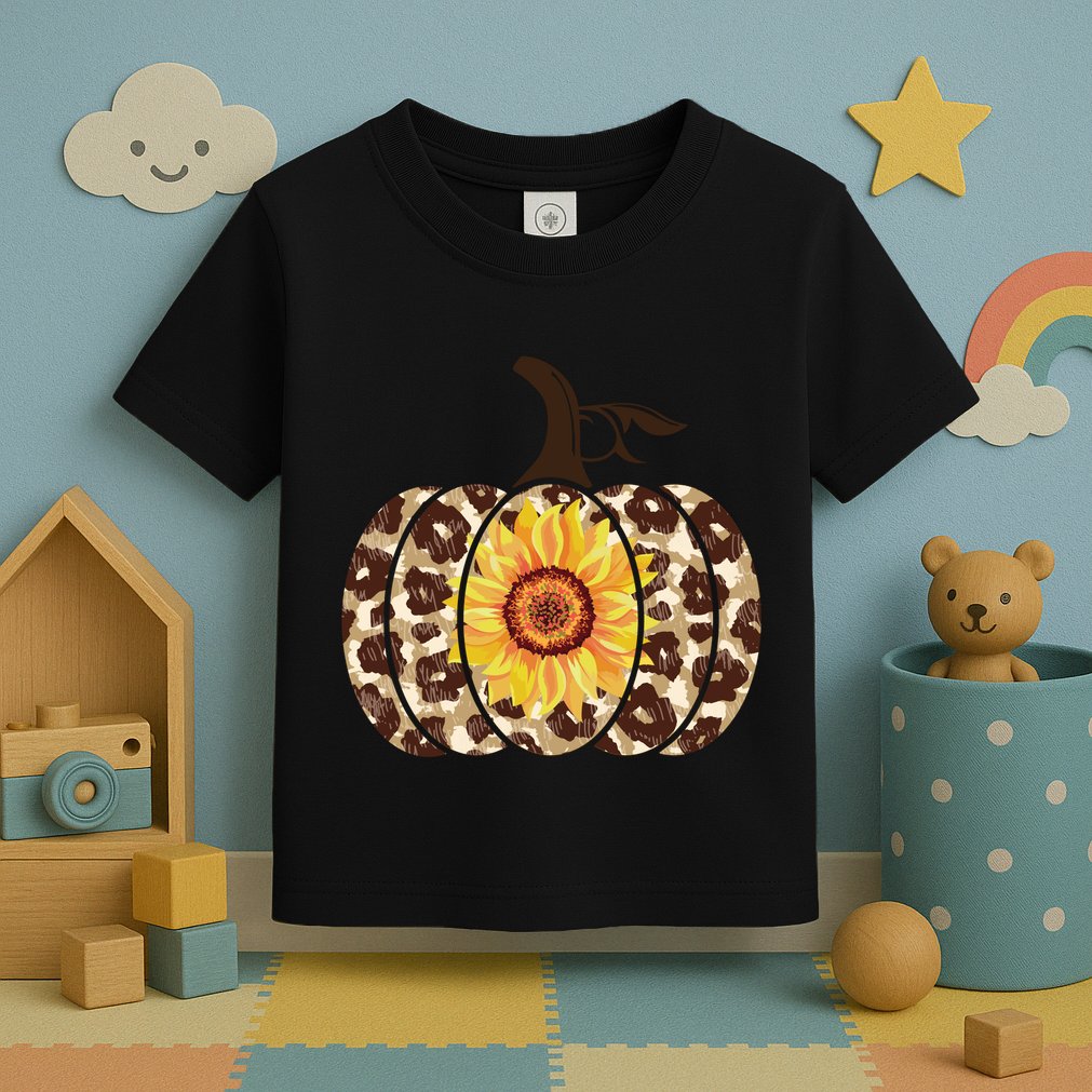 Cheetah Sunflower Pumpkin Toddler T-Shirt