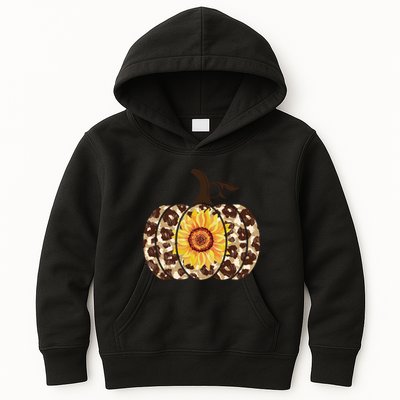 Cheetah Sunflower Pumpkin Kids Hoodie