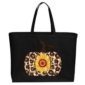 Cheetah Sunflower Pumpkin Cotton Canvas Jumbo Tote