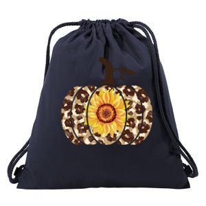 Cheetah Sunflower Pumpkin Drawstring Bag