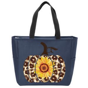 Cheetah Sunflower Pumpkin Zip Tote Bag