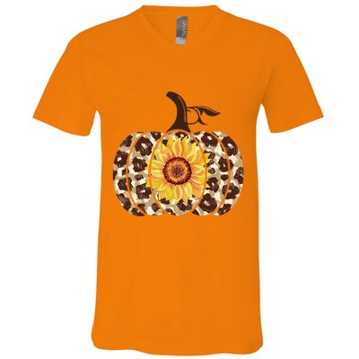 Cheetah Sunflower Pumpkin V-Neck T-Shirt