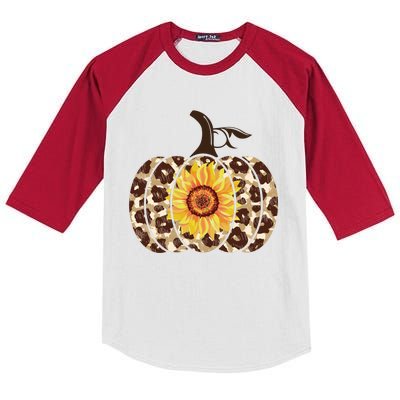 Cheetah Sunflower Pumpkin Kids Colorblock Raglan Jersey