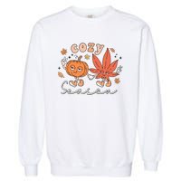 Cozy Season Pumpkin Weed Marijuana Happy Fall Thanksgiving Garment-Dyed Sweatshirt