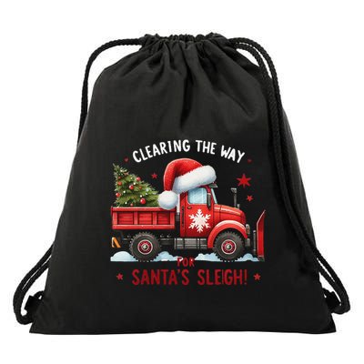 Christmas Snow Plow Clearing The Way For SantaS Snow Truck Drawstring Bag