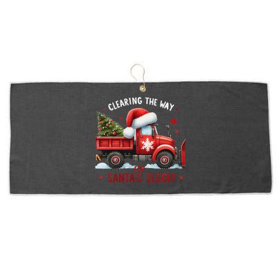 Christmas Snow Plow Clearing The Way For SantaS Snow Truck Large Microfiber Waffle Golf Towel