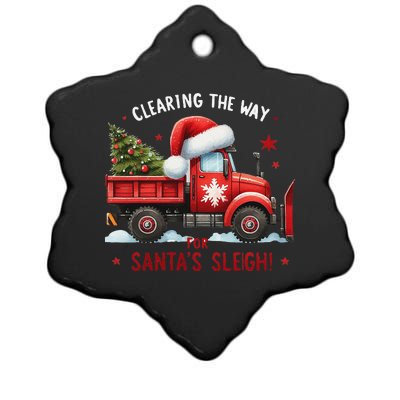 Christmas Snow Plow Clearing The Way For SantaS Snow Truck Ceramic Star Ornament