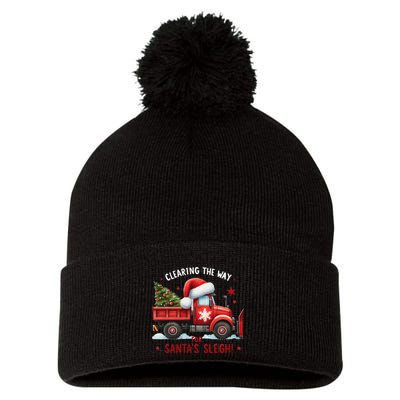 Christmas Snow Plow Clearing The Way For SantaS Snow Truck Pom Pom 12in Knit Beanie