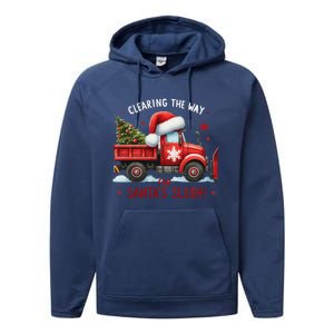 Christmas Snow Plow Clearing The Way For SantaS Snow Truck Performance Fleece Hoodie