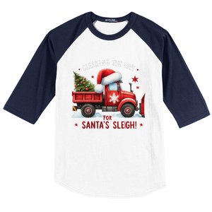 Christmas Snow Plow Clearing The Way For SantaS Snow Truck Baseball Sleeve Shirt