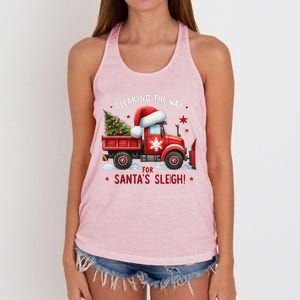 Christmas Snow Plow Clearing The Way For SantaS Snow Truck Women's Knotted Racerback Tank