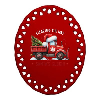 Christmas Snow Plow Clearing The Way For SantaS Snow Truck Ceramic Oval Ornament