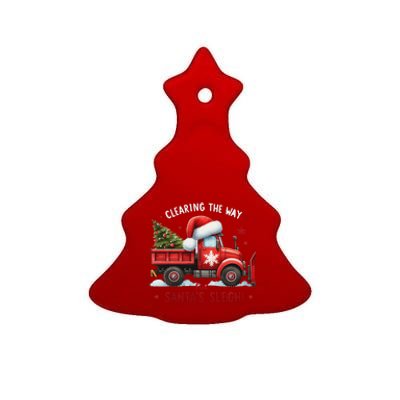 Christmas Snow Plow Clearing The Way For SantaS Snow Truck Ceramic Tree Ornament