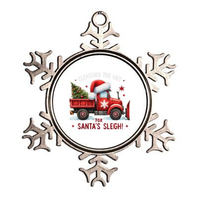 Christmas Snow Plow Clearing The Way For SantaS Snow Truck Metallic Star Ornament