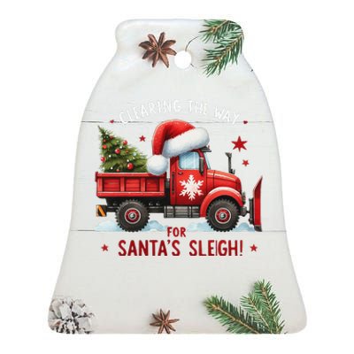 Christmas Snow Plow Clearing The Way For SantaS Snow Truck Ceramic Bell Ornament