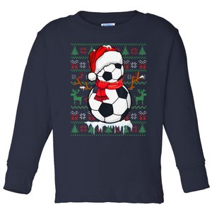 Christmas Soccer Player Sport Lover Santa Hat Xmas Pajamas Toddler Long Sleeve Shirt