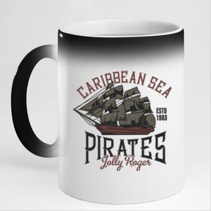 Carribbean Sea Pirates Jolly Roger 11oz Black Color Changing Mug