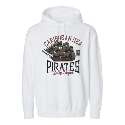 Carribbean Sea Pirates Jolly Roger Garment-Dyed Fleece Hoodie