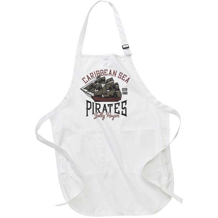 Carribbean Sea Pirates Jolly Roger Full-Length Apron With Pockets