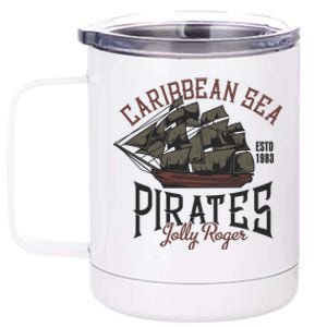 Carribbean Sea Pirates Jolly Roger 12 oz Stainless Steel Tumbler Cup