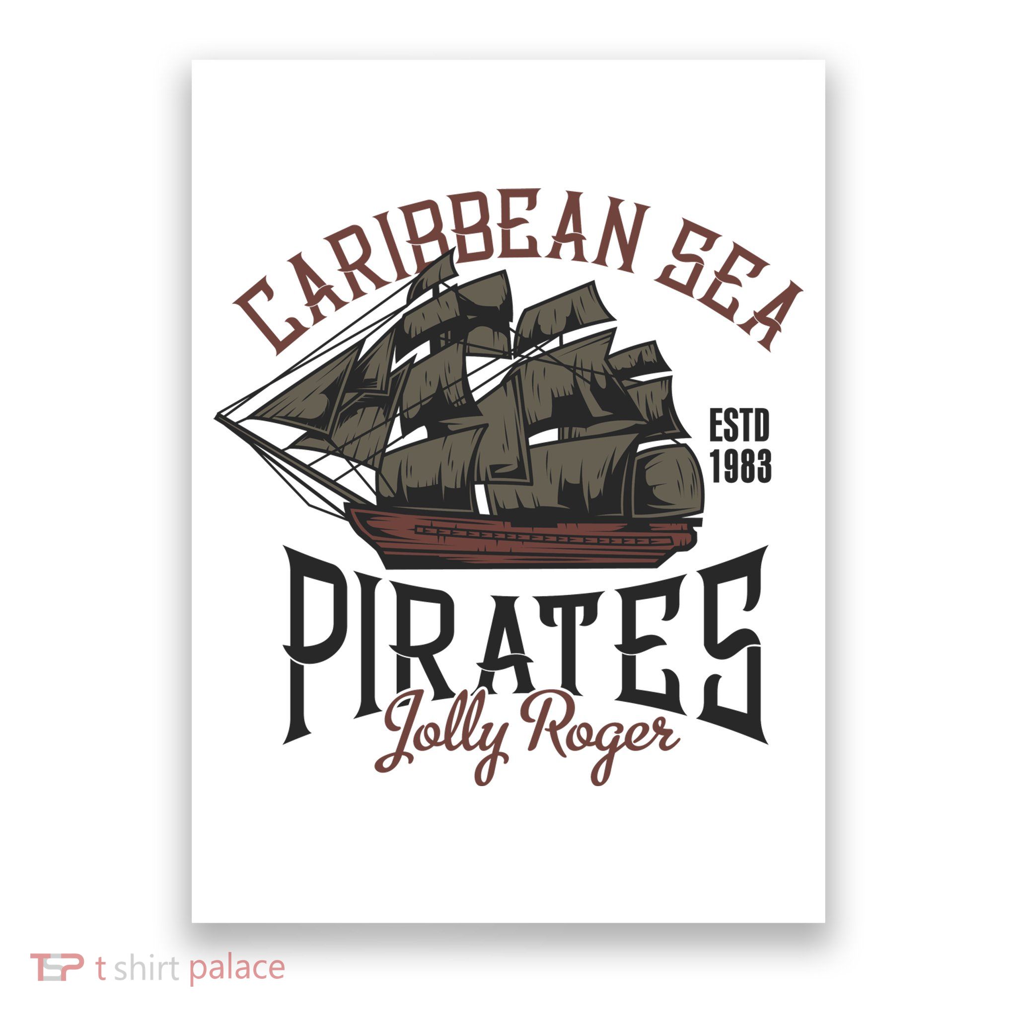 Carribbean Sea Pirates Jolly Roger Poster