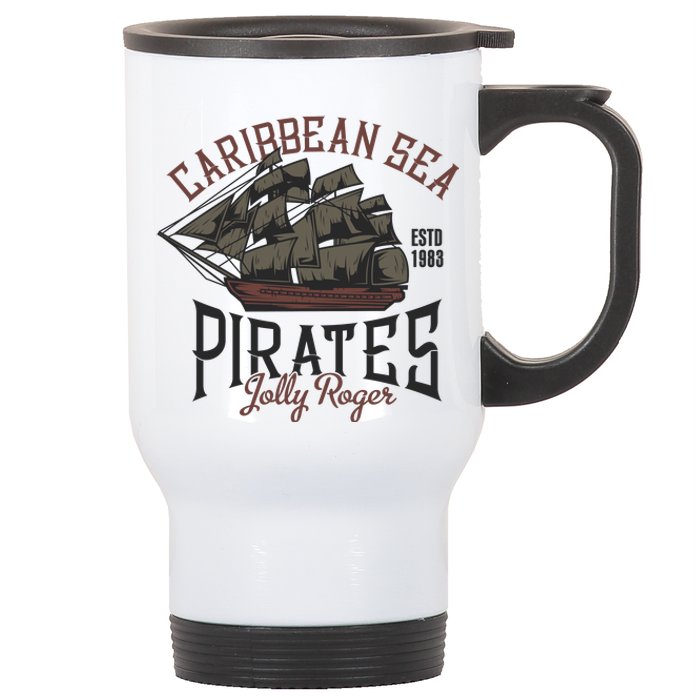 Carribbean Sea Pirates Jolly Roger Stainless Steel Travel Mug