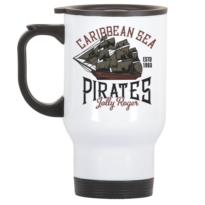 Carribbean Sea Pirates Jolly Roger Stainless Steel Travel Mug