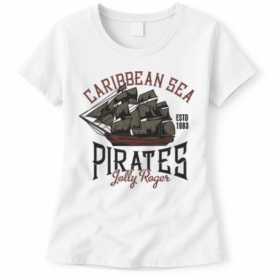 Carribbean Sea Pirates Jolly Roger Womens T-Shirt