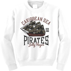 Carribbean Sea Pirates Jolly Roger Kids Sweatshirt