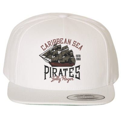 Carribbean Sea Pirates Jolly Roger Wool Snapback Cap