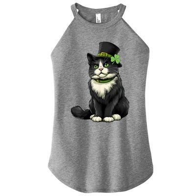 Cat St Patricks Day Shamrock Irish Women’s Perfect Tri Rocker Tank