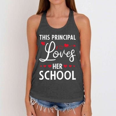 Cute School Principals Day This Principal Loves Her School Gift Women's Knotted Racerback Tank