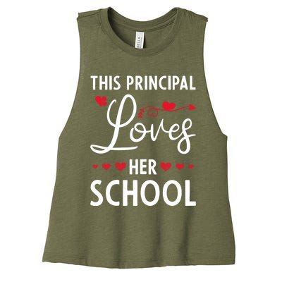 Cute School Principals Day This Principal Loves Her School Gift Women's Racerback Cropped Tank