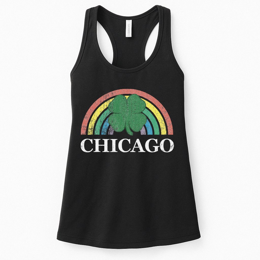 Chicago St. Patrick's Day Shamrock Rainbow Saint Paddy's Womens Tank Top