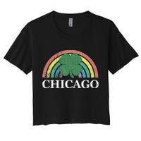 Chicago St. Patrick's Day Shamrock Rainbow Saint Paddy's Women's Crop Top Tee