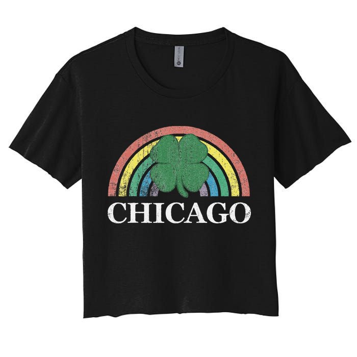 Chicago St. Patrick's Day Shamrock Rainbow Saint Paddy's Women's Crop Top Tee
