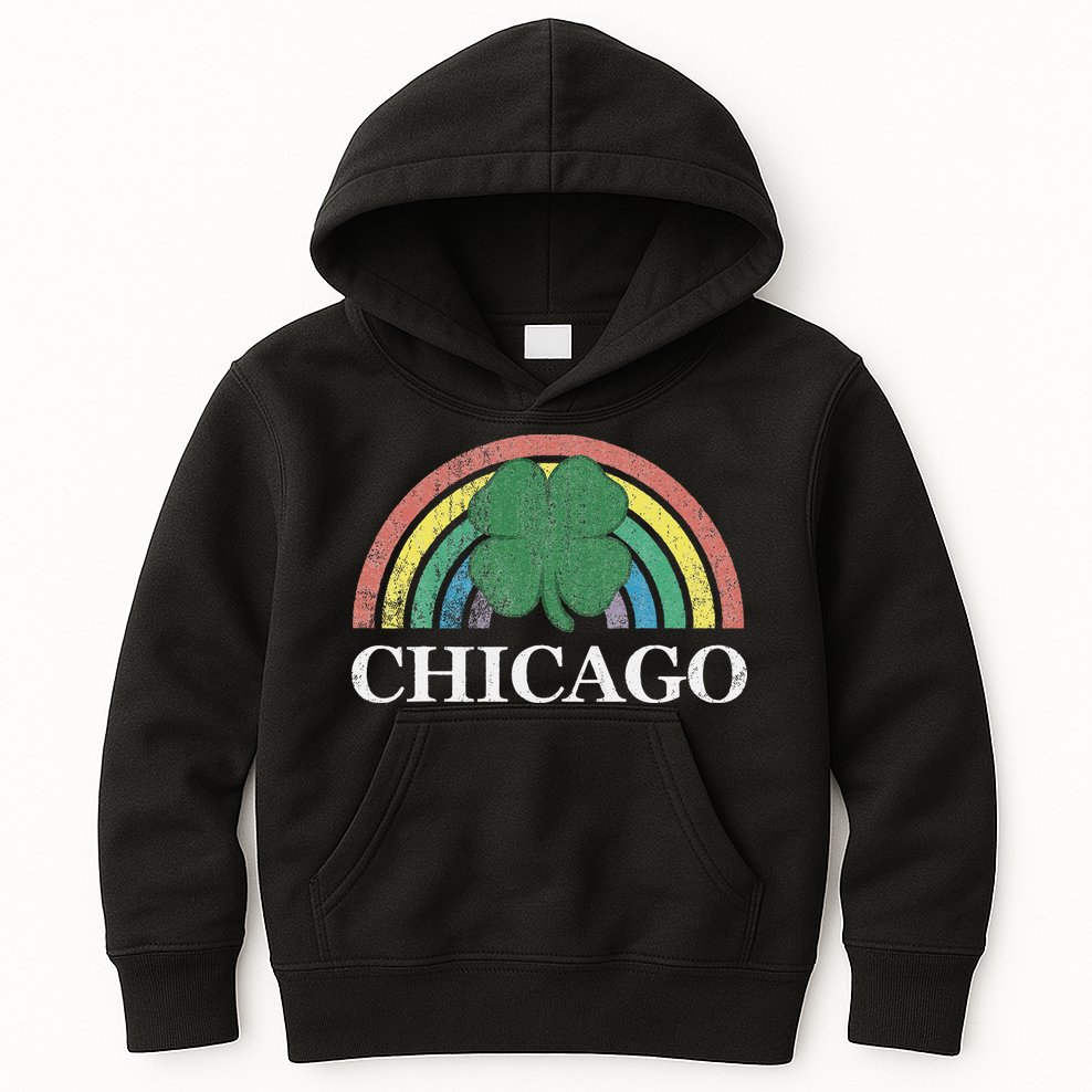 Chicago St. Patrick's Day Shamrock Rainbow Saint Paddy's Kids Hoodie