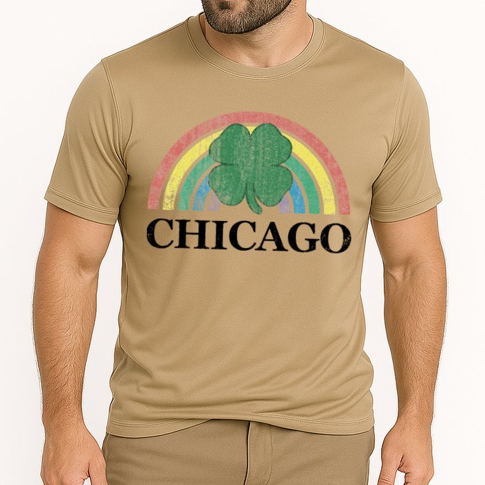 Chicago St. Patrick's Day Shamrock Rainbow Saint Paddy's Cooling Performance Crew T-Shirt