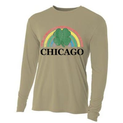 Chicago St. Patrick's Day Shamrock Rainbow Saint Paddy's Cooling Performance Long Sleeve Crew