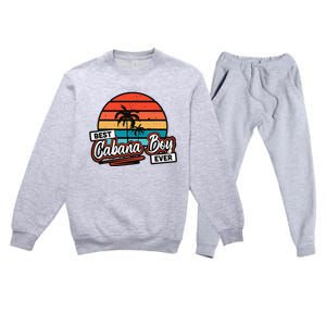 Colorful Sunset Palm Tree Best Cabana Premium Crewneck Sweatsuit Set