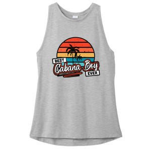 Colorful Sunset Palm Tree Best Cabana Ladies PosiCharge Tri-Blend Wicking Tank