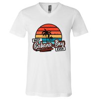 Colorful Sunset Palm Tree Best Cabana V-Neck T-Shirt