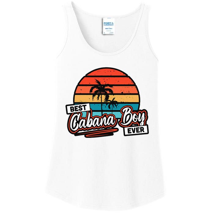 Colorful Sunset Palm Tree Best Cabana Ladies Essential Tank