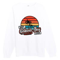 Colorful Sunset Palm Tree Best Cabana Premium Crewneck Sweatshirt